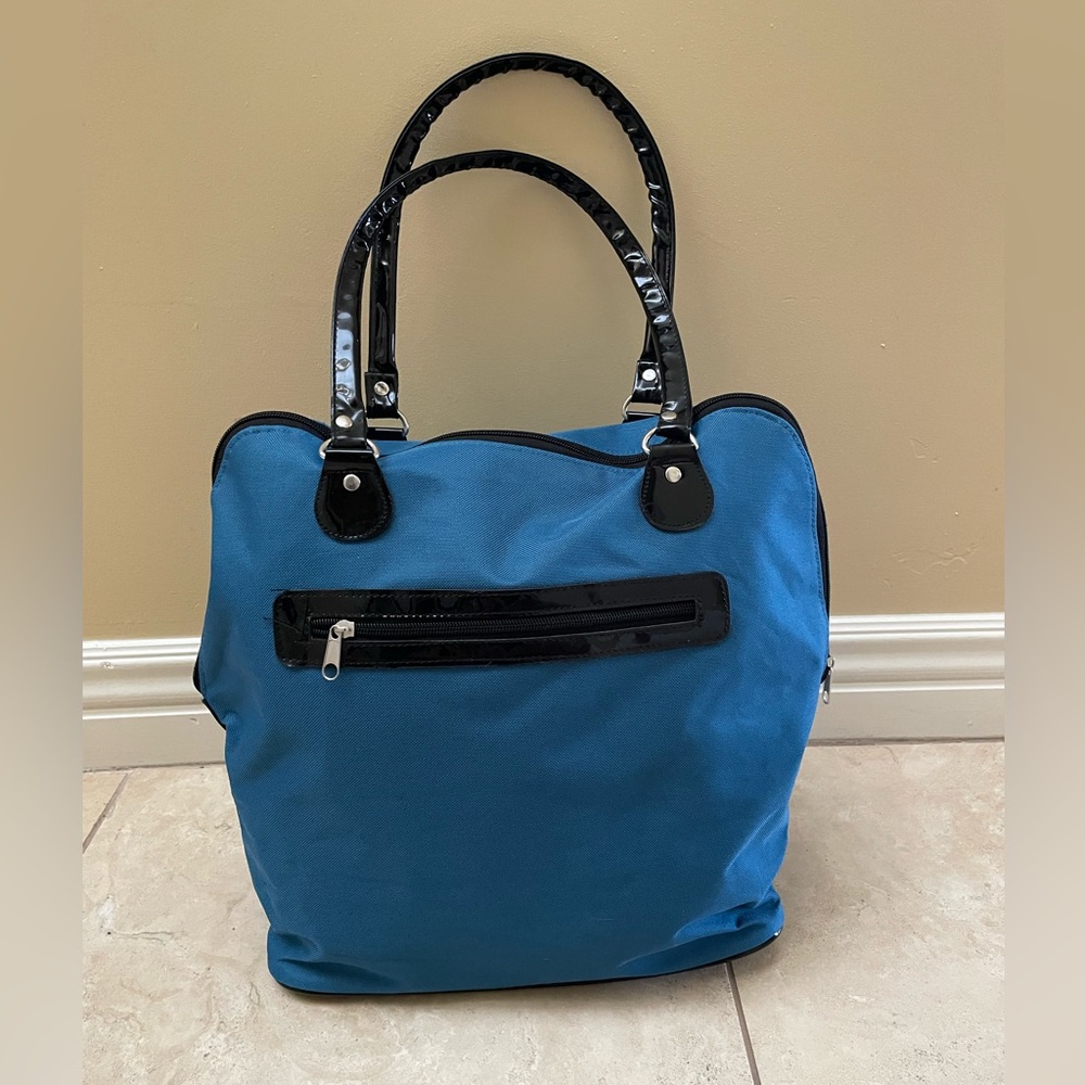 Blue Tote Bag with Black Handles